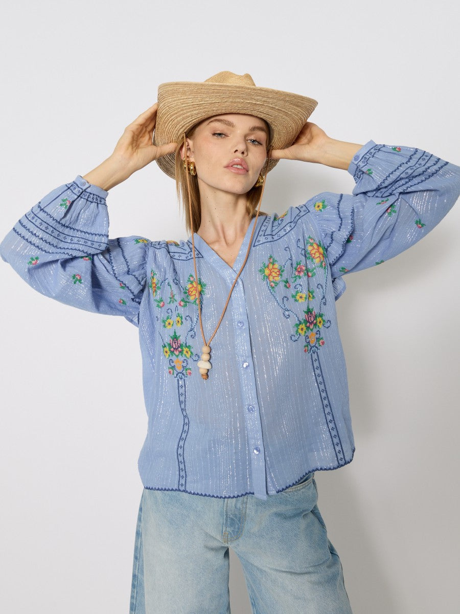 Blouse 20carmencita Blue-Lavender