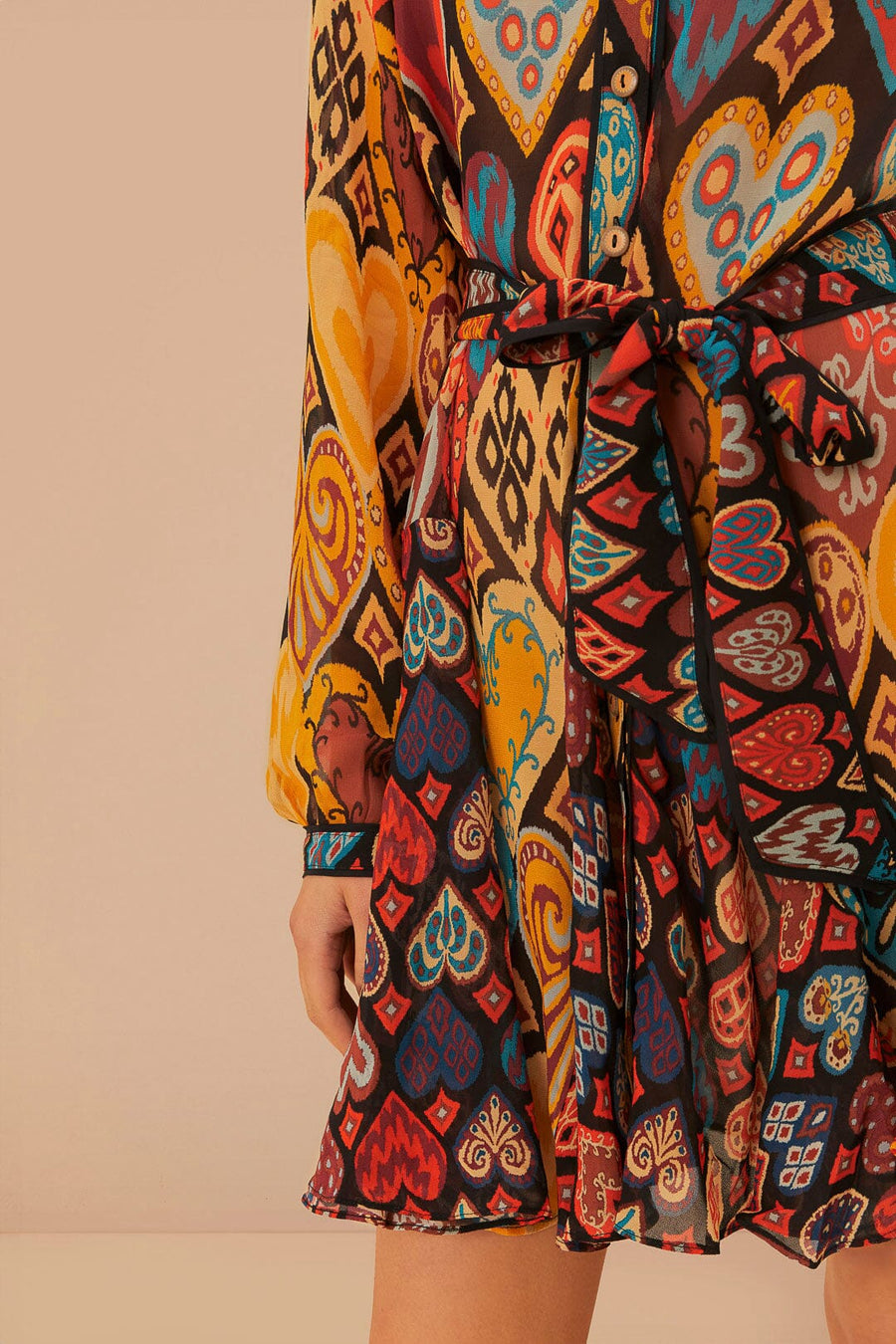 Dress 325316 Hearts-Ikat-Black