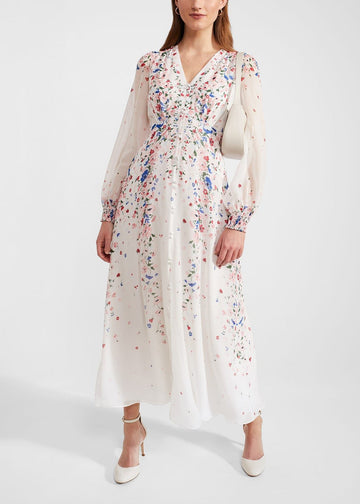 Asher Silk Dress 0124/5159/3793l00 Ivory-Multi