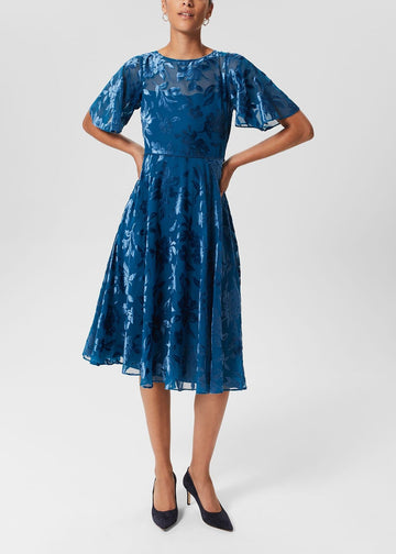 Eleanor Devore Dress 0222/5533/1691l00 Peacock-Blue