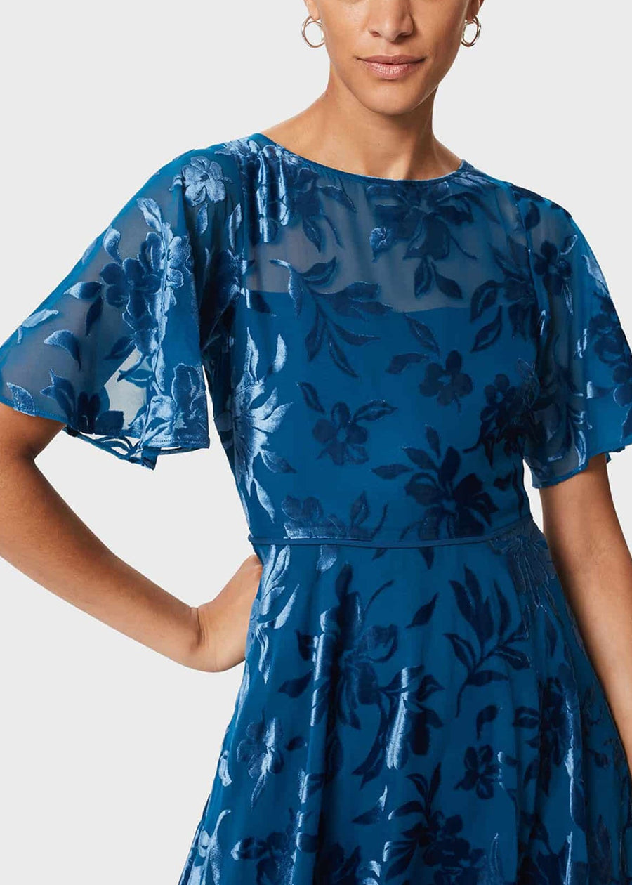 Eleanor Devore Dress 0222/5533/1691l00 Peacock-Blue