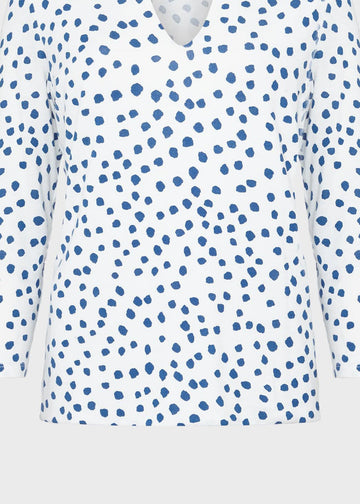 Aimee Printed Top 0223/2278/3669l00 Ivory-Blue