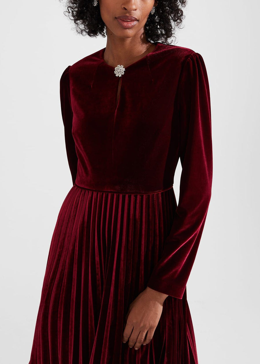 Rosalie Velvet Dress 0223/5196/9045l00 Deep-Red