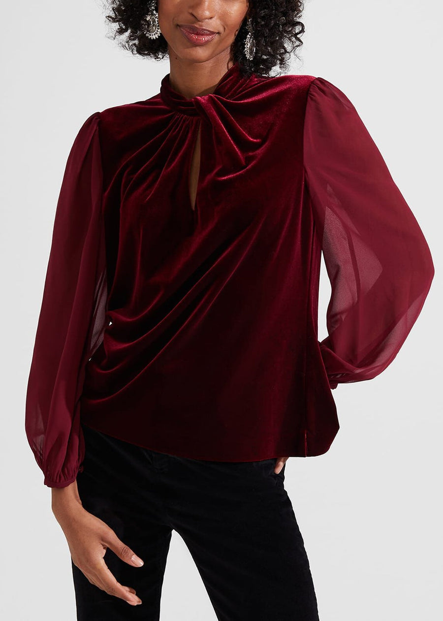 Faye Velvet Top 0223/6617/9845l00 Deep-Red