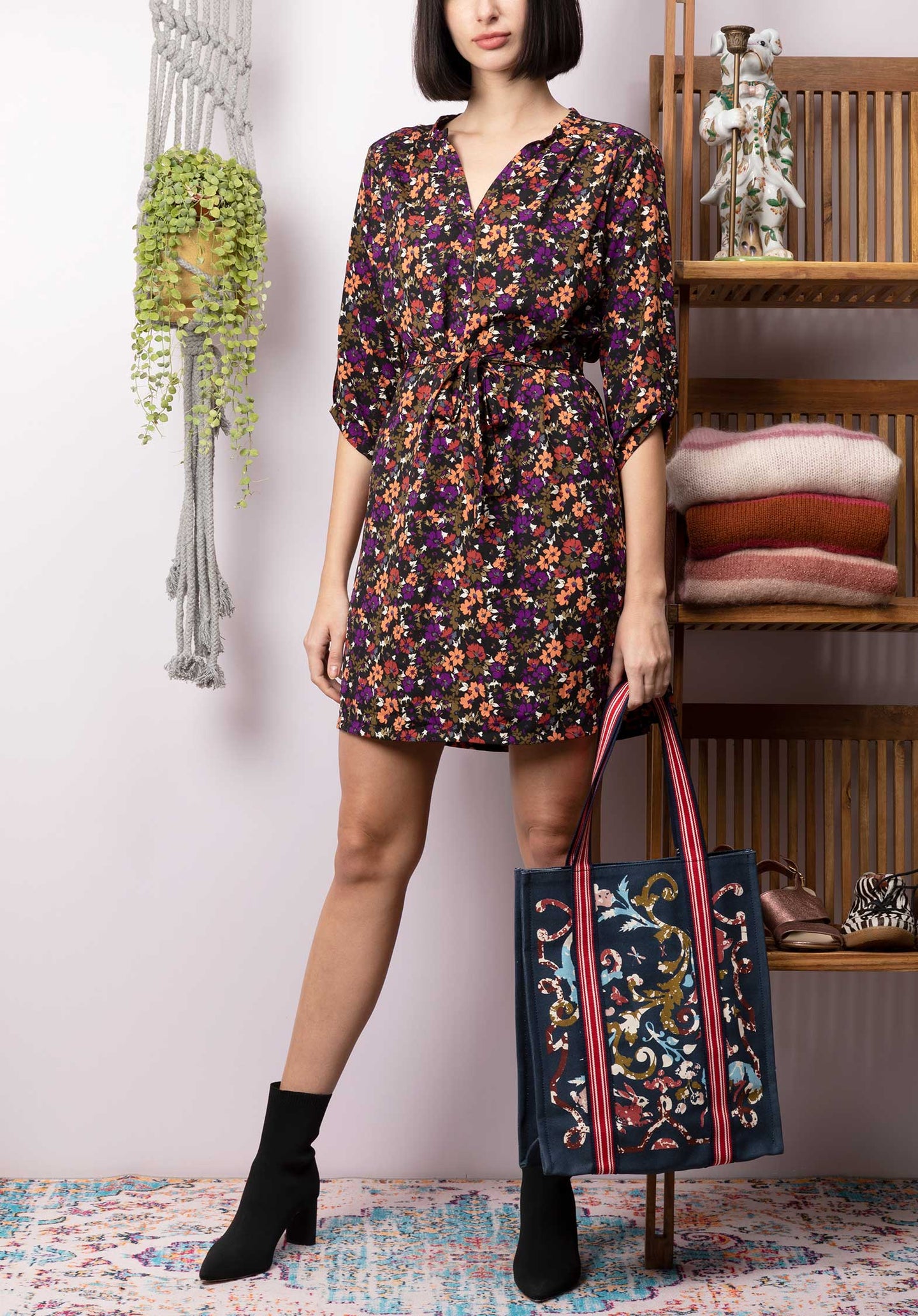 Dress Bayon Black-Purple-Flow