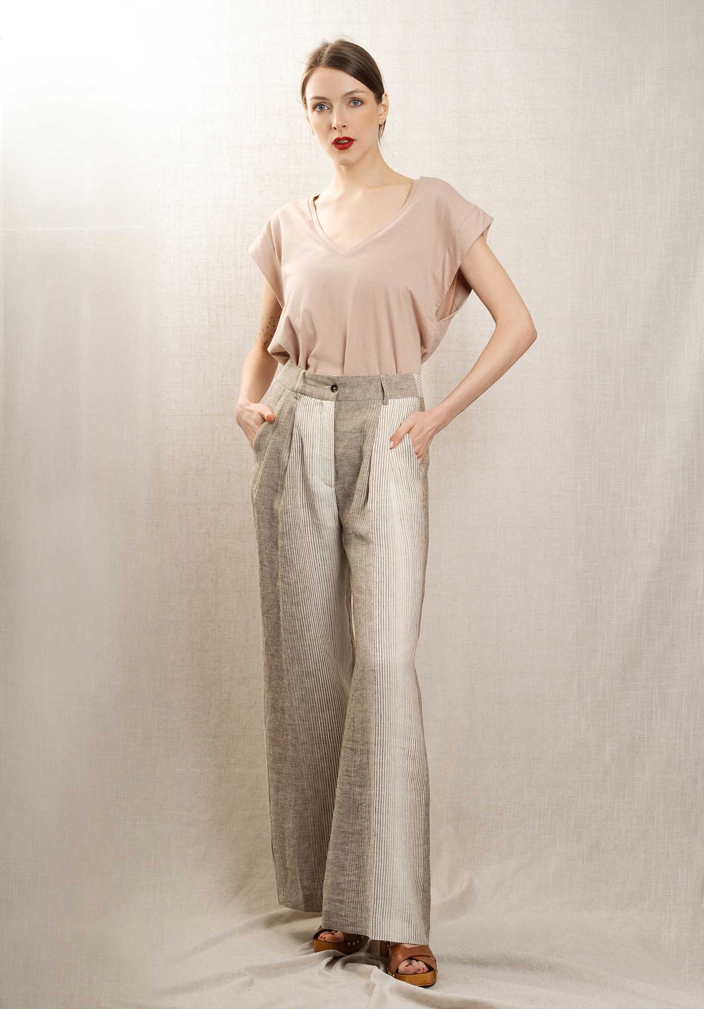 Pants Pavano 10075 1-Taupe-Ecru