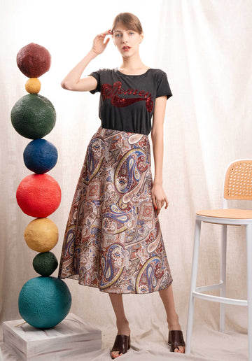 Skirt H1166-r10 Brown-Paisley