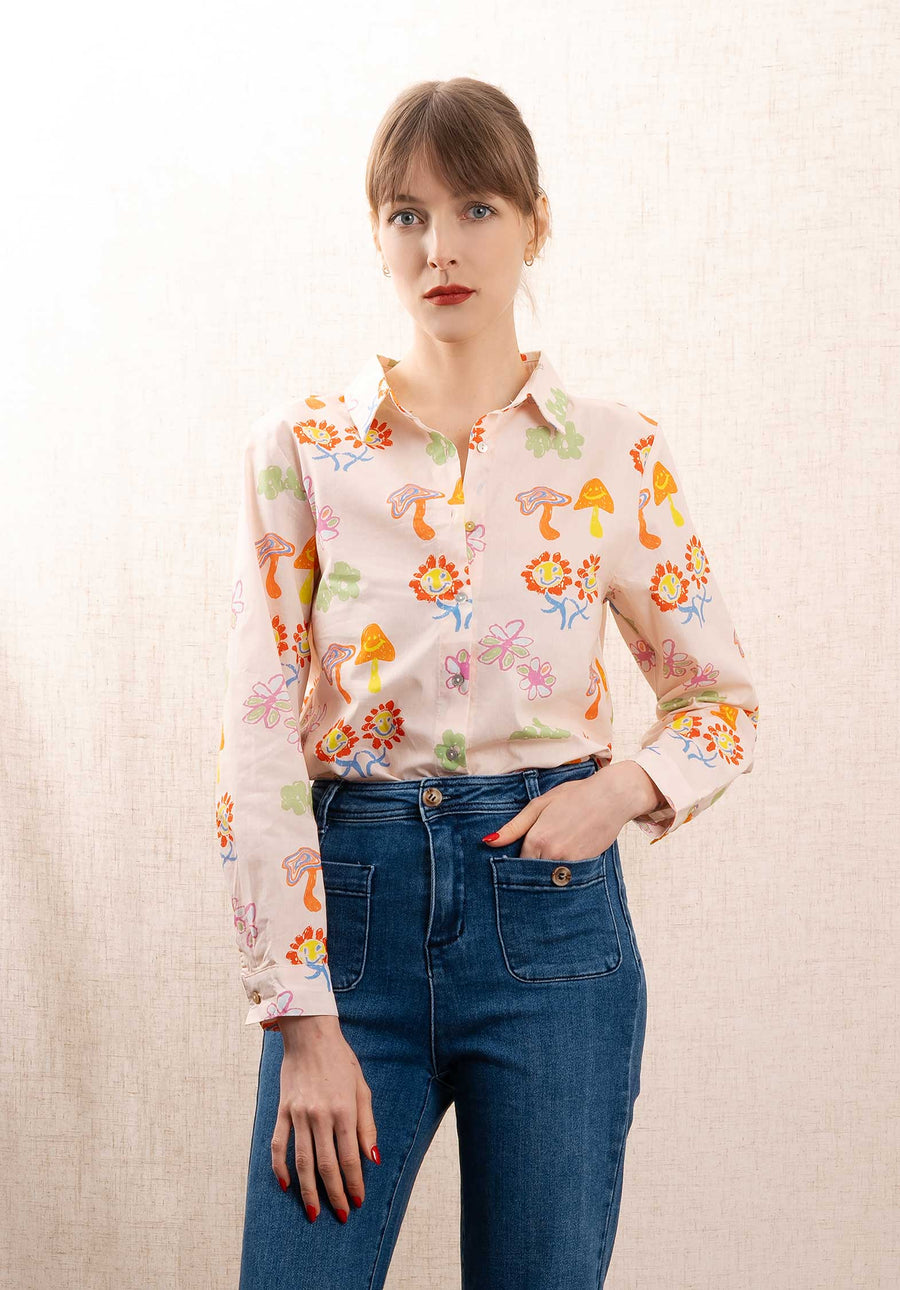 Blouse -1653 5116 Apricot-Flower