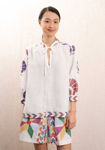 Blouse 240193 White-Purple