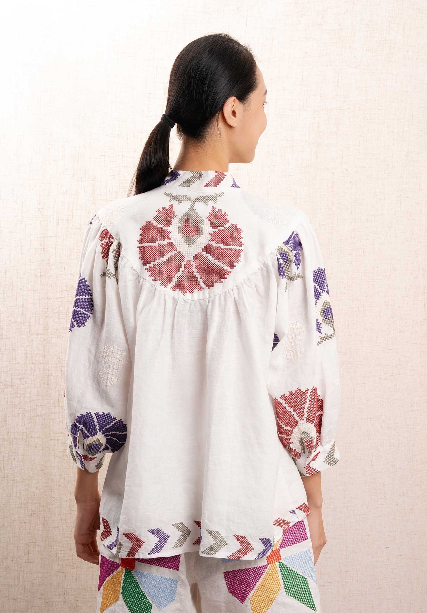 Blouse 240193 White-Purple