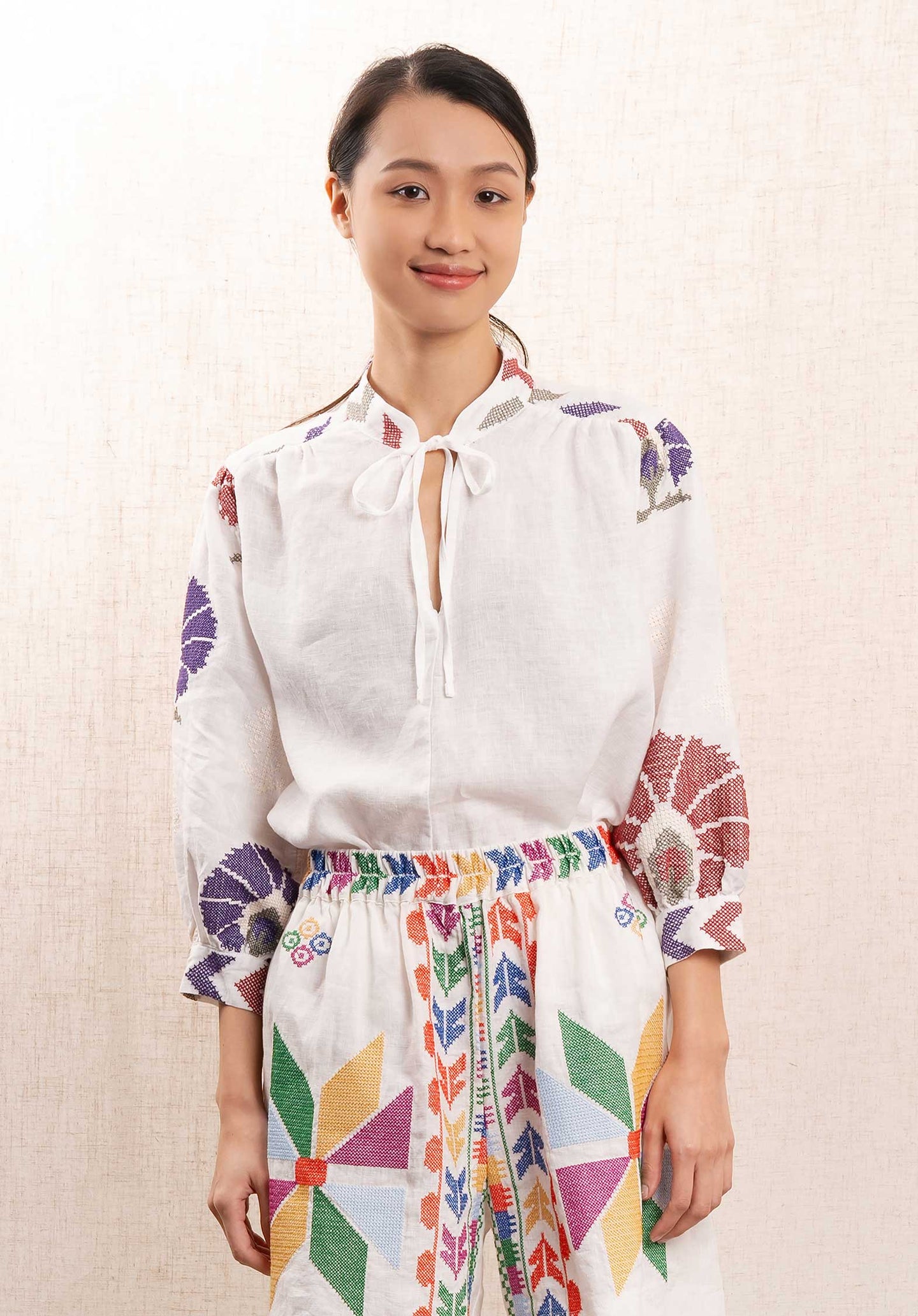 Blouse 240193 White-Purple