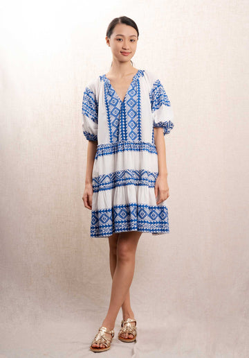 Dress 330662 White-Blue