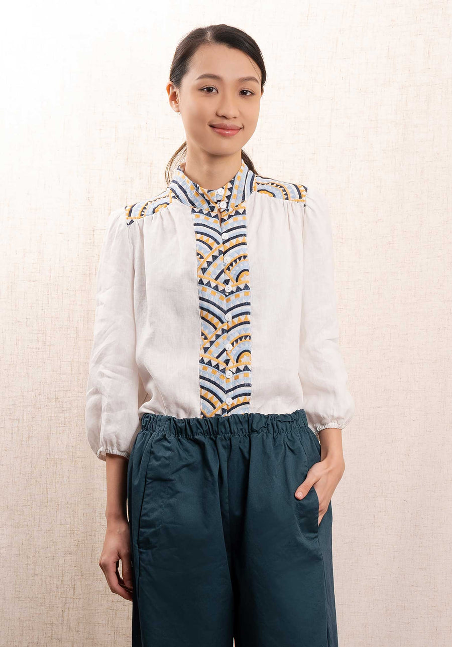 Blouse 250109 White-Mustard