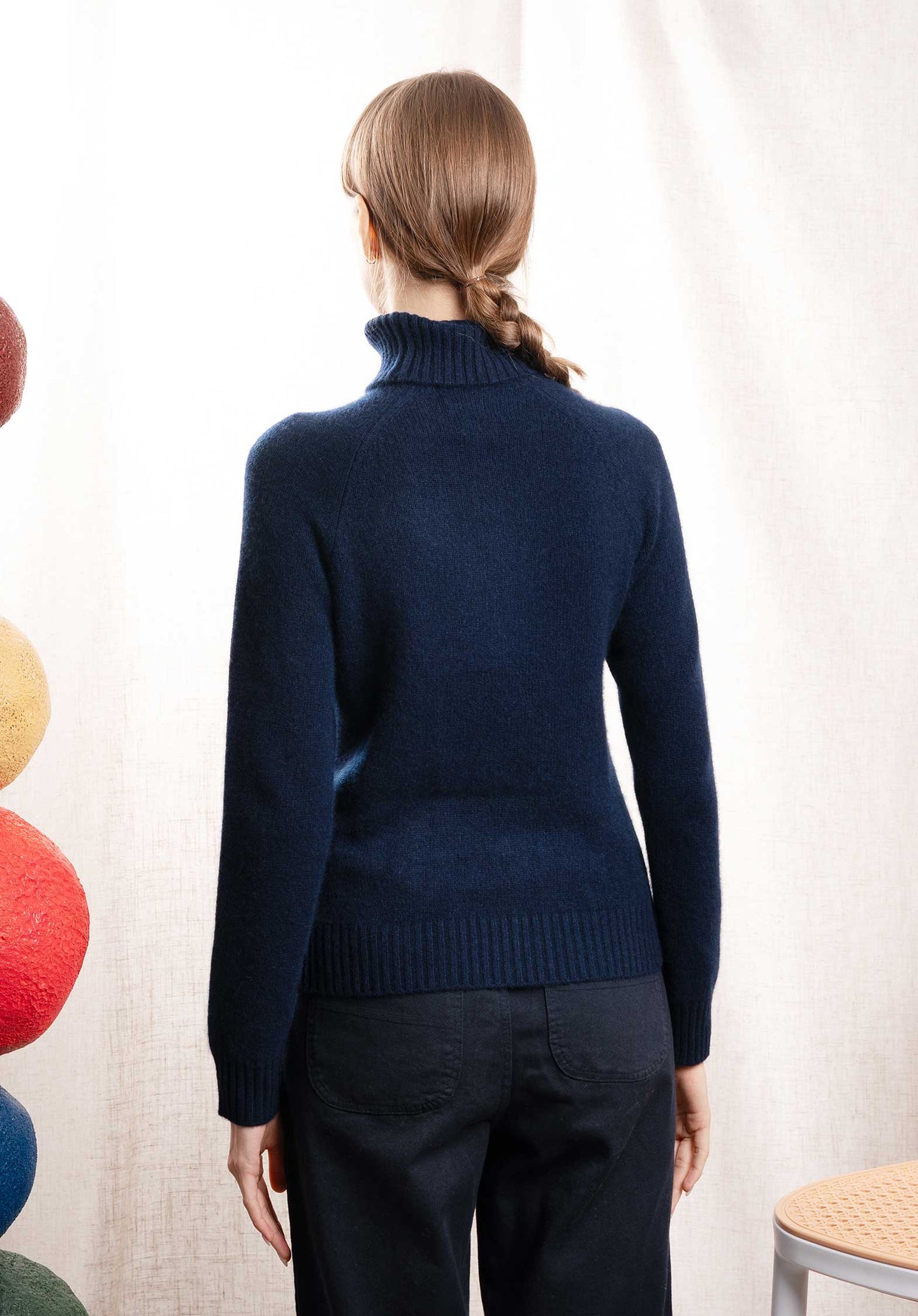Turtleneck Knitted Anchor Roll Navy