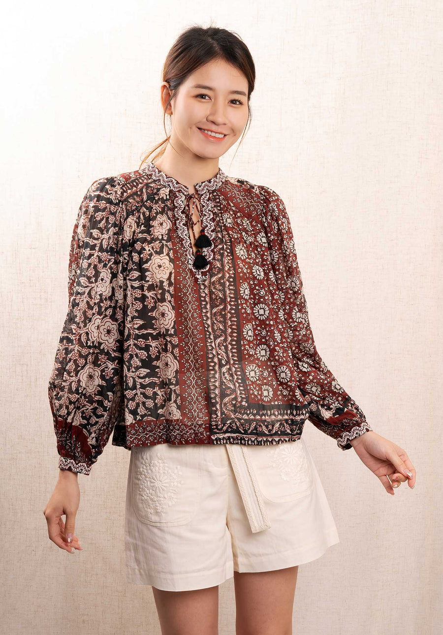 Blouse Danae Print Lslv Ss24-097 Red