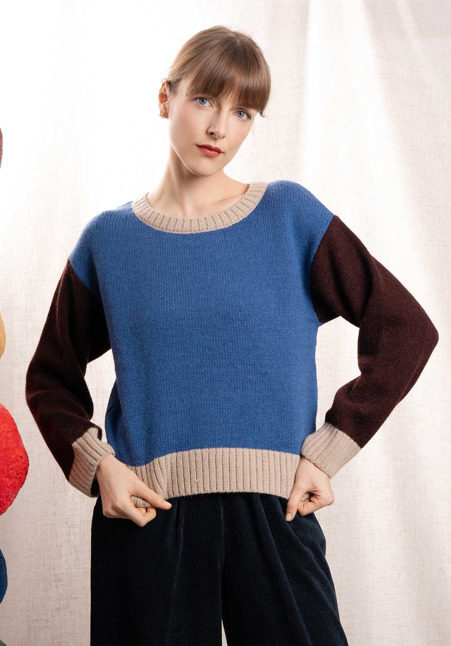 Pullover Puliko 8820 2-Blue-Brown-White