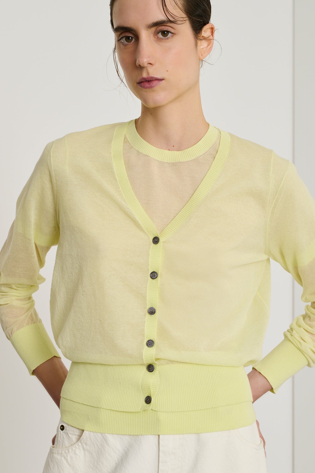 Cardigan Etretat Jaune-Acide