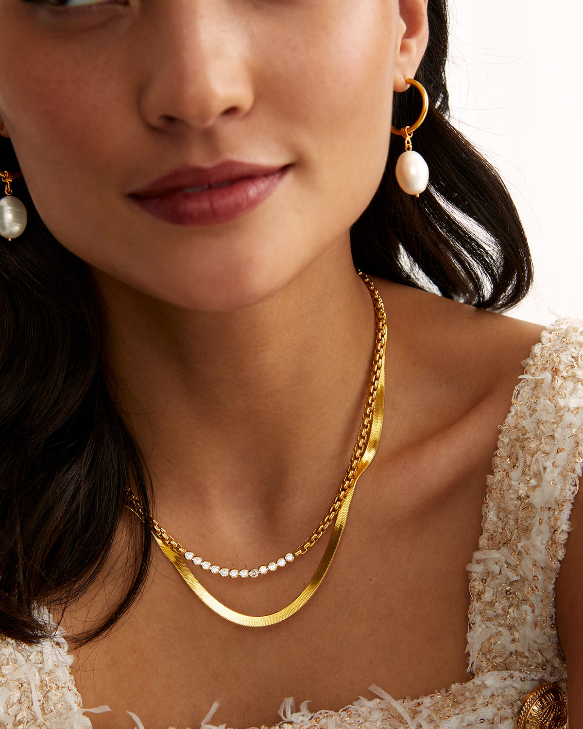 Earring Perla Earrings Gold-White