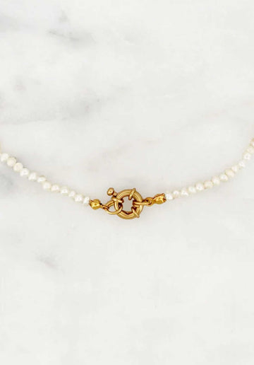 Necklace White Pearl C White Pearl Choc Gold-Plated