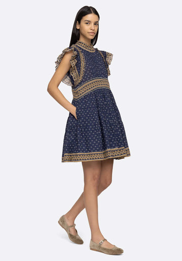 Dress Arlita Print Flut Aw23-004 Navy