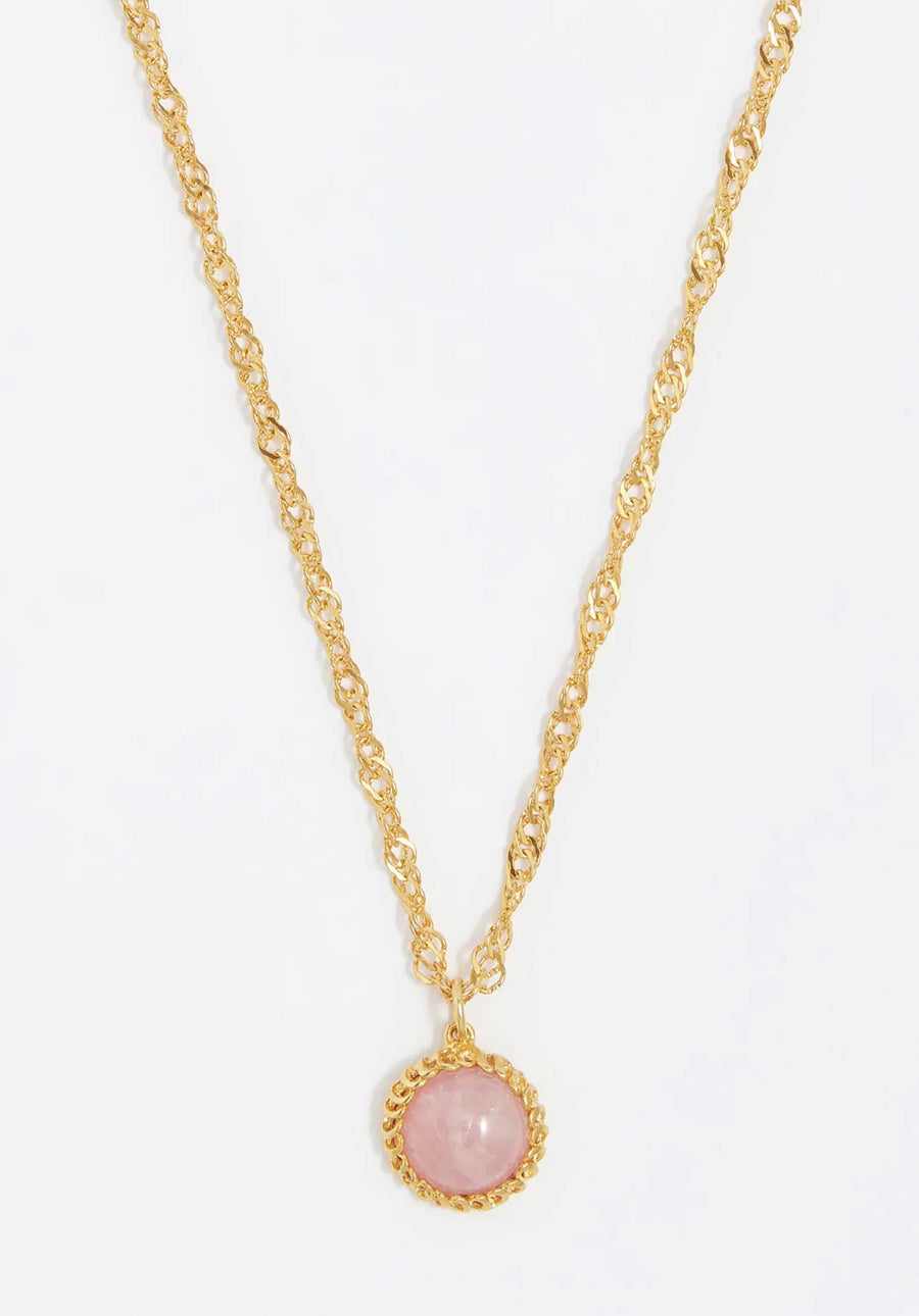 Necklace Rose Quartz Neck Gold-Pink