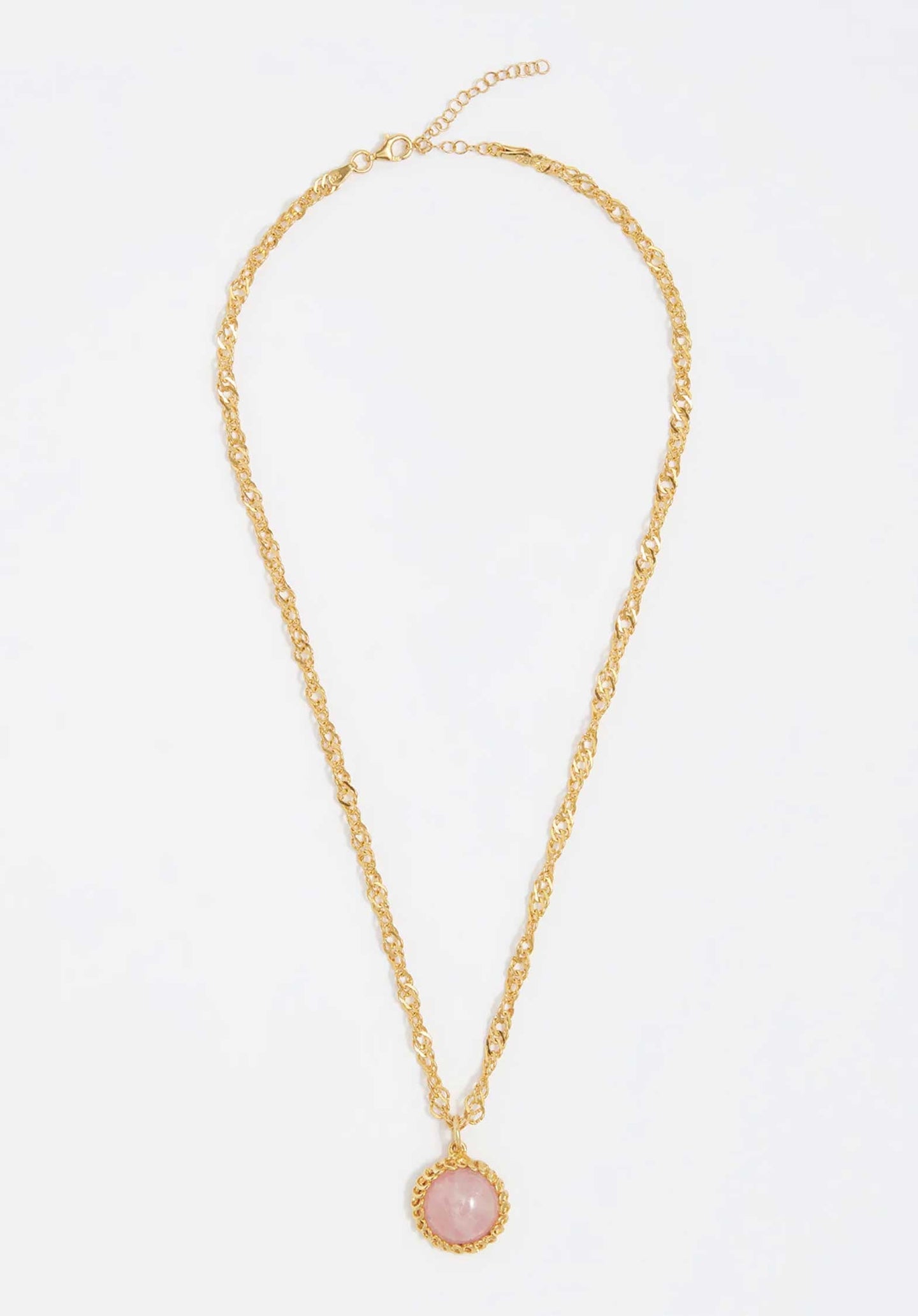 Necklace Rose Quartz Neck Gold-Pink