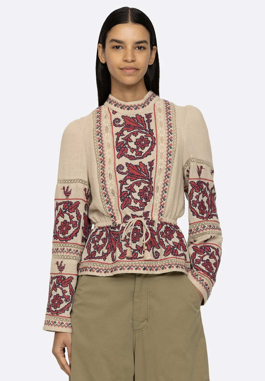 Blouse Beena Embroidery Ss24-082 Taupe