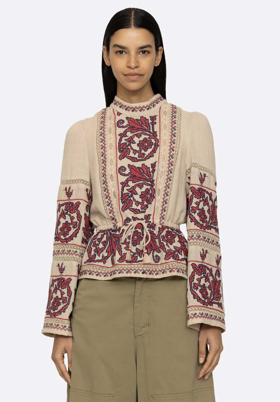 Blouse Beena Embroidery Ss24-082 Taupe