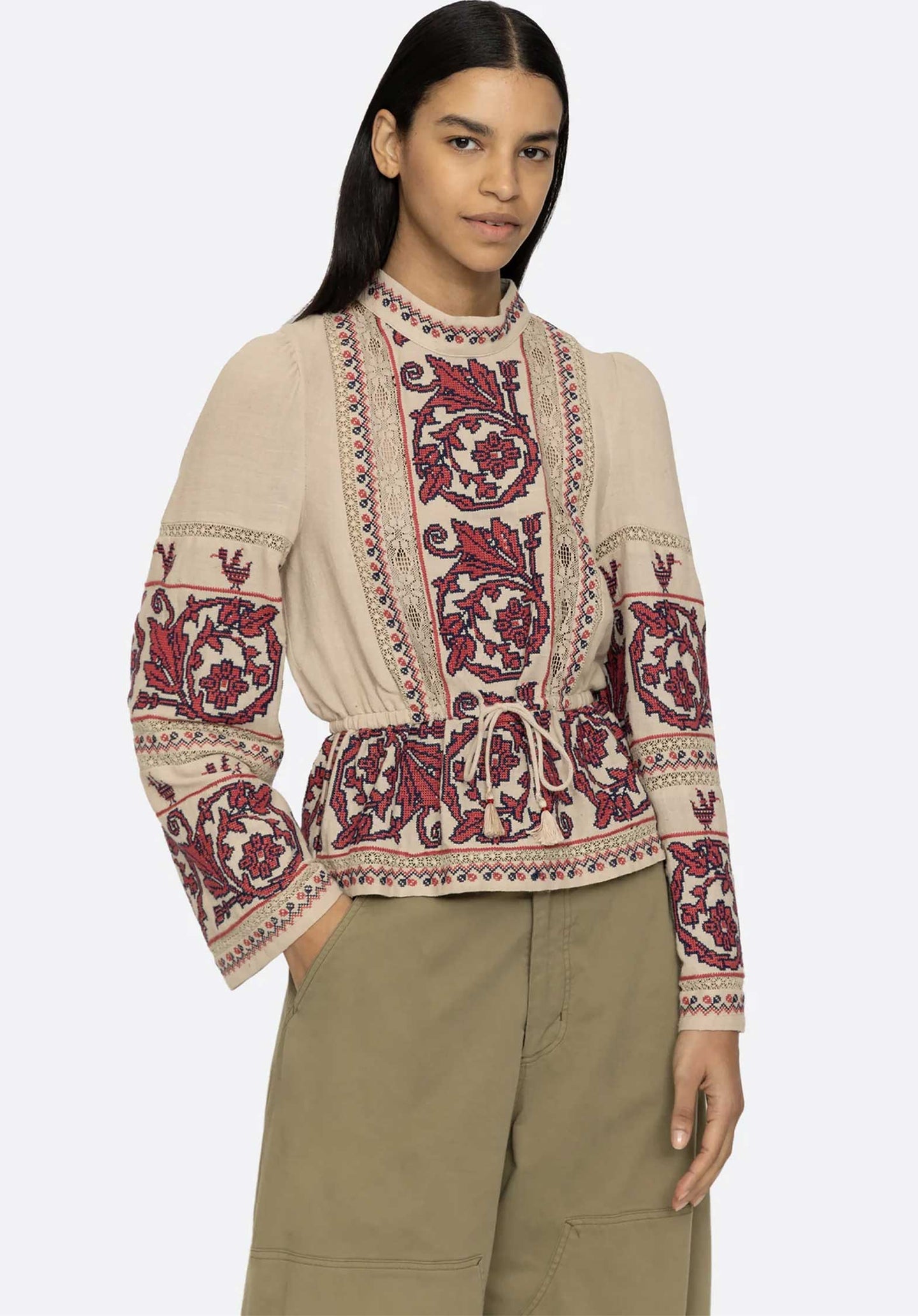 Blouse Beena Embroidery Ss24-082 Taupe