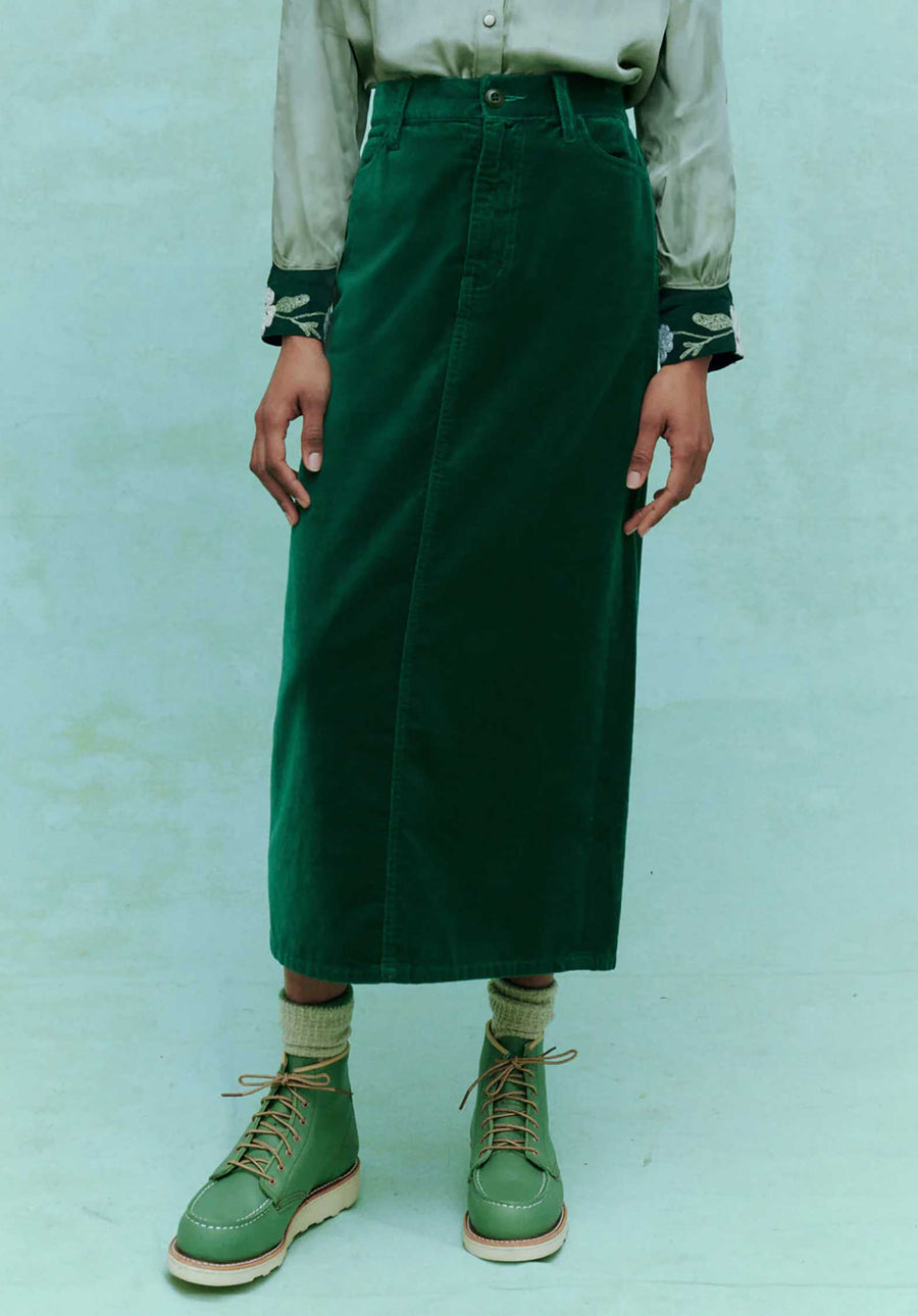 Skirt Velvet Column Emerald