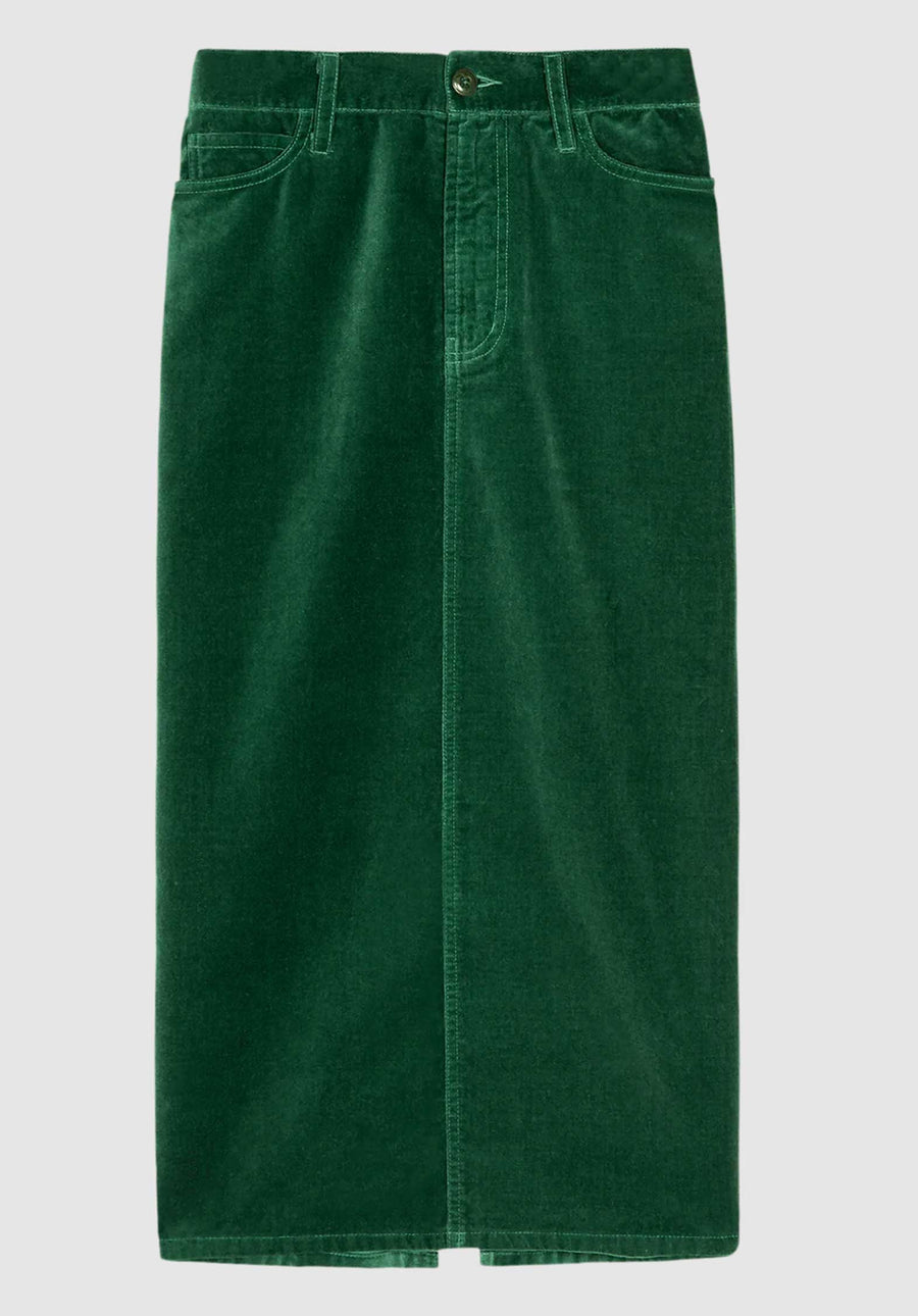 Skirt Velvet Column Emerald
