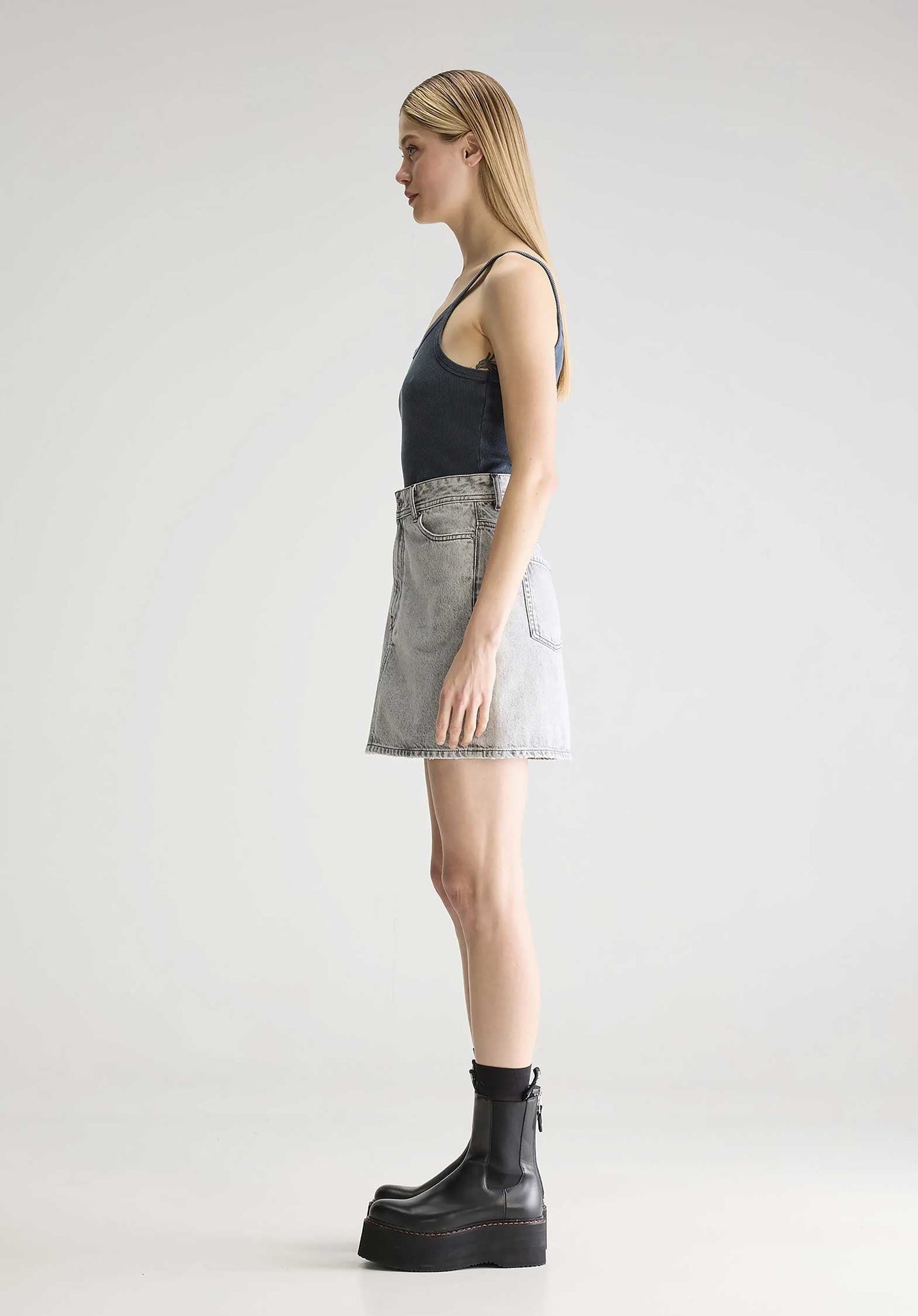 Denim Skirt Pipa51 D0521 Used-Grey