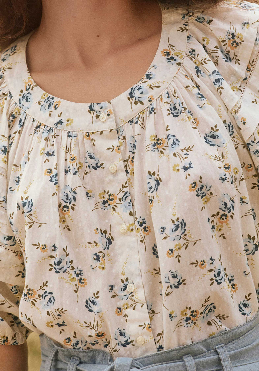 Blouse The Carriage Cream-Rose-Print