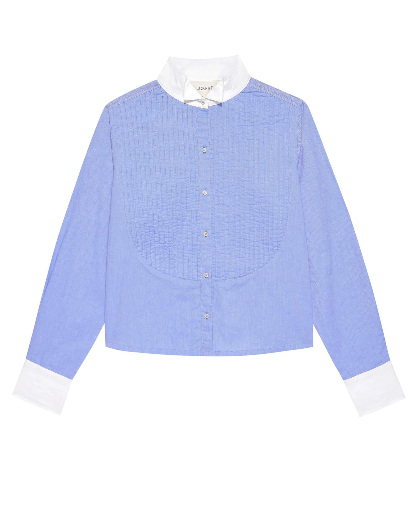 Blouse T1247844 Pleated Tux Blue-Oxford-White