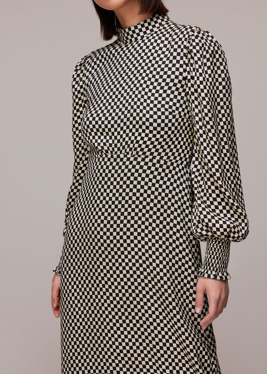 Darcie Checkerboard Midi Dress 35901 Blk-multi