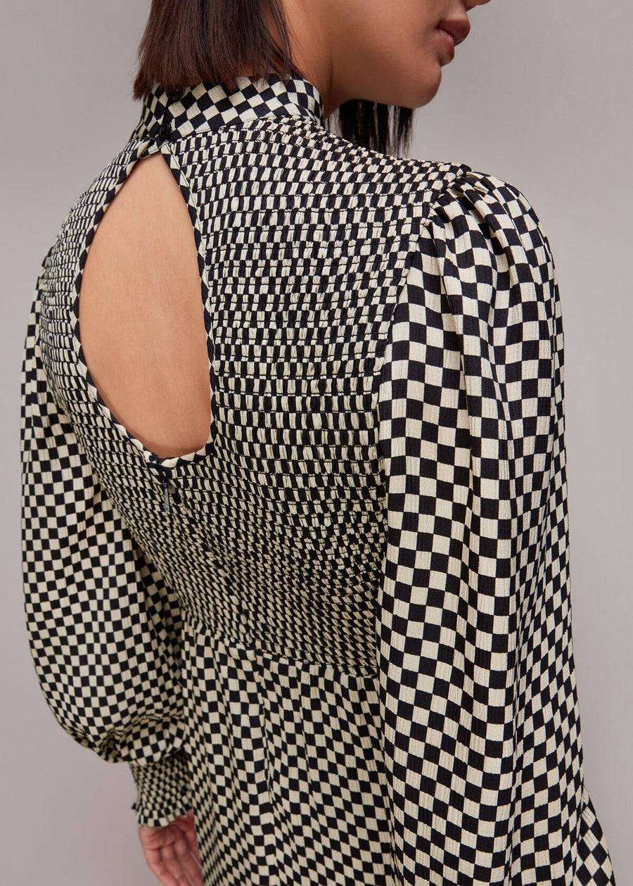 Darcie Checkerboard Midi Dress 35901 Blk-multi