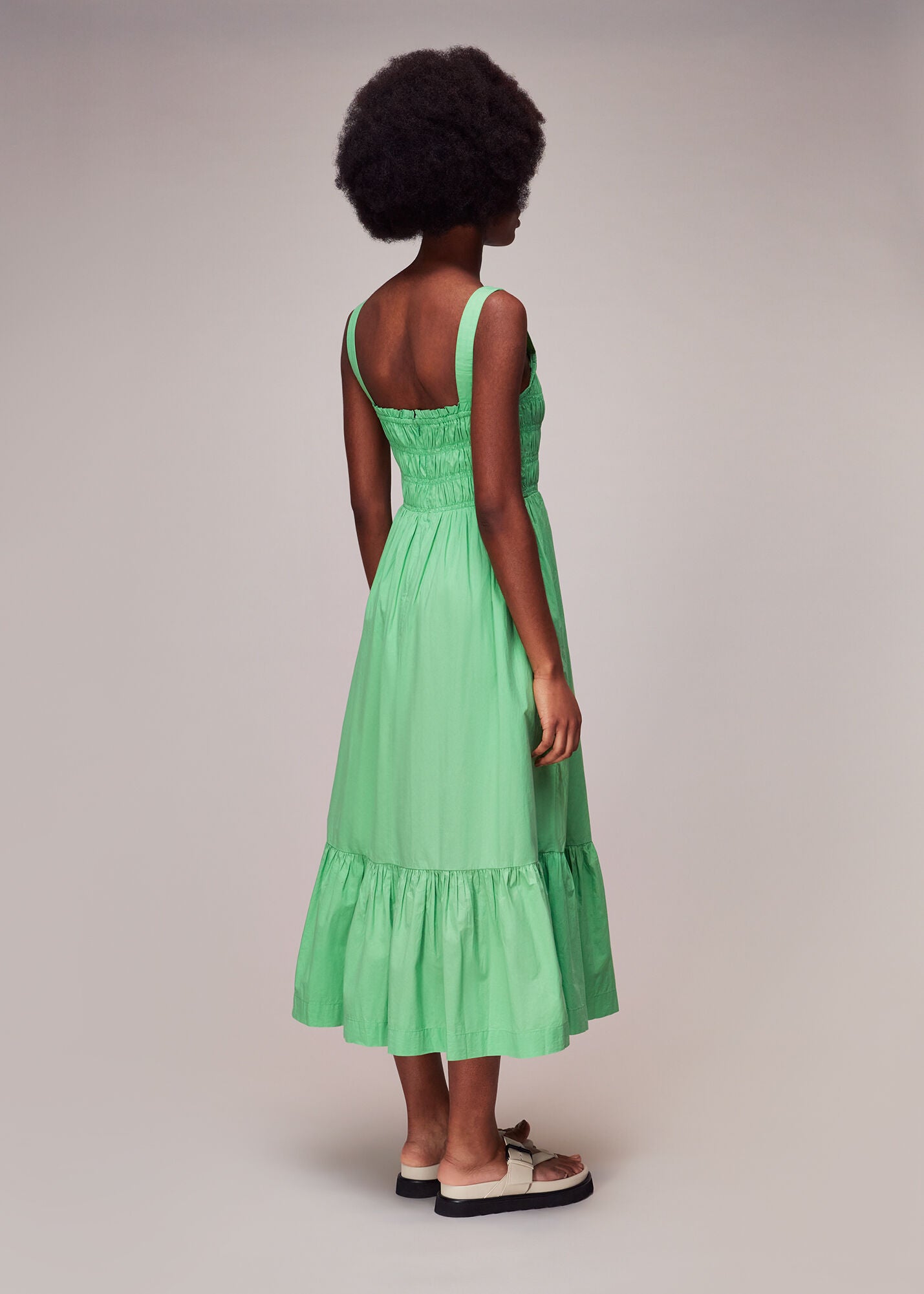 Greta Ruched Poplin Dress 36737 Green
