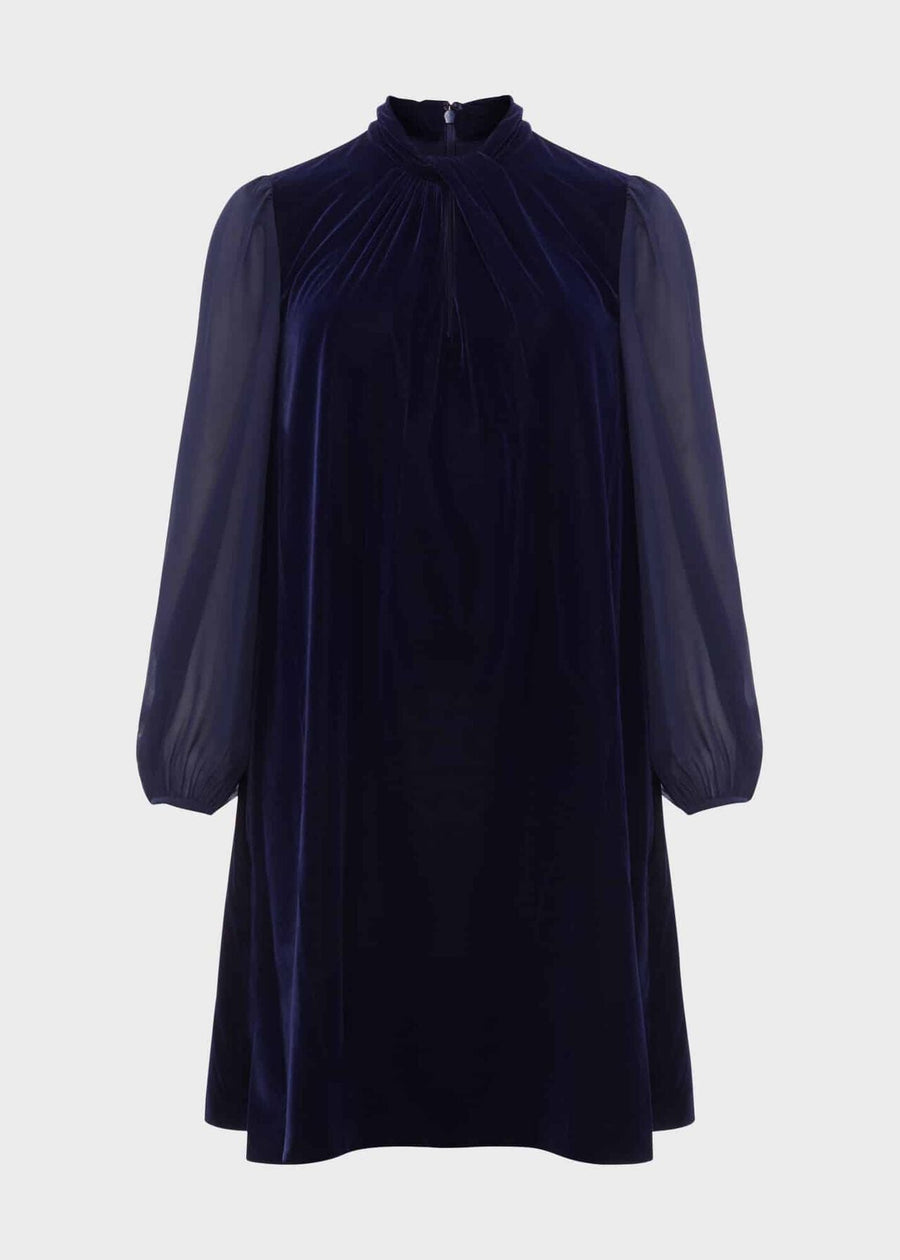 Faye Velvet Dress 0222/5228/9045l00 Midnight-Navy
