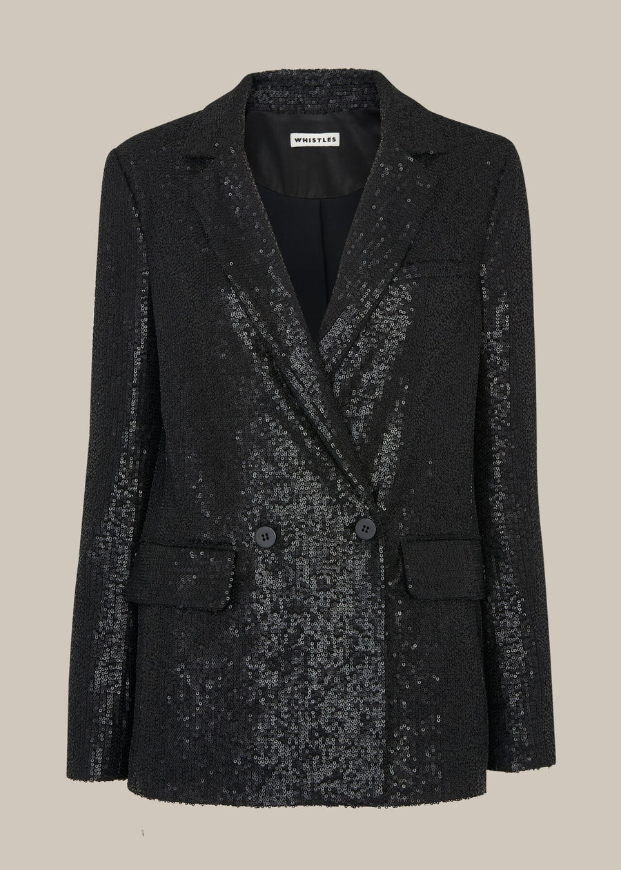 Sequin Double Breasted Blazer 32402 Black