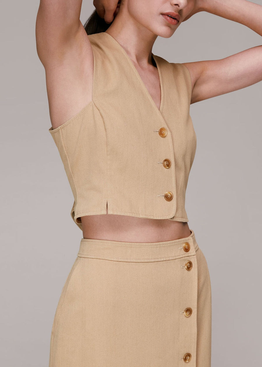 Kaia Button Front Skirt 32806 Neutral