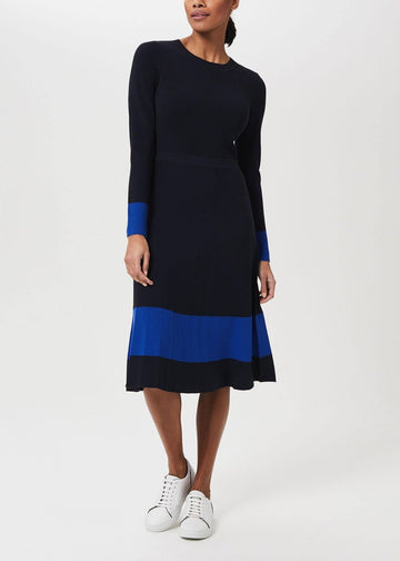 Victoria Knitted Dress 0121/9727/1185l00 Navy-Azure-Blue
