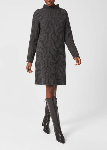Malikah Knitted Dress 0221/9913/9044l00 Charcoal-Grey