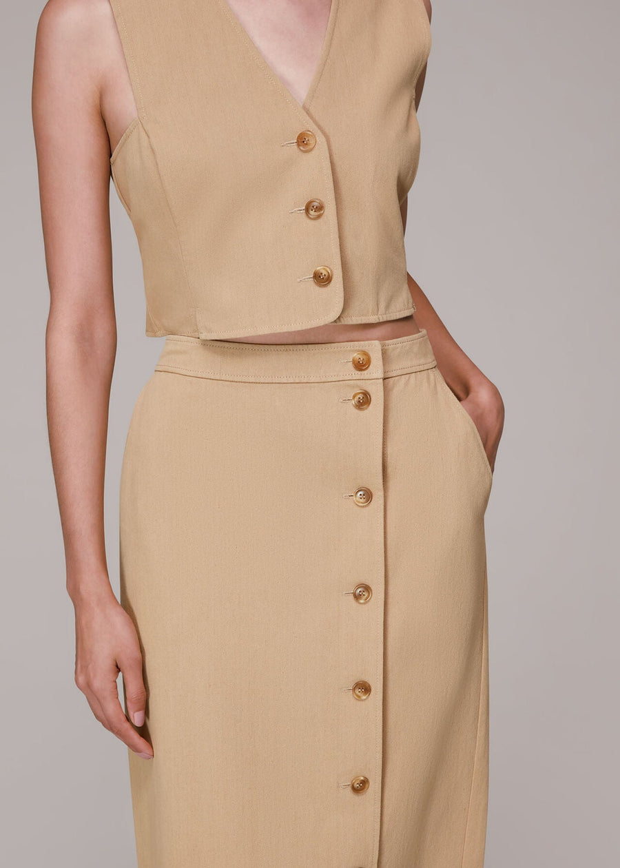 Kaia Button Front Skirt 32806 Neutral